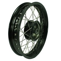 Felge 2,50x16 breit schwarz + Nabe mit Edelstahl Speichen...